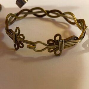 Vintage Tri-Metal Woven Design Bangle Twist plus 2 copper bangles